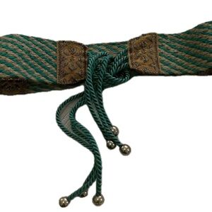 Green and Tan adjustable Woven Rope Belt